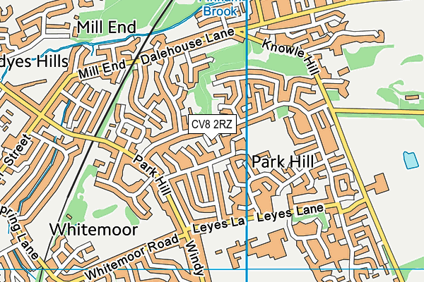 CV8 2RZ map - OS VectorMap District (Ordnance Survey)