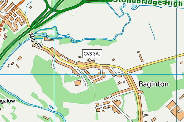 CV8 3AJ map - OS VectorMap District (Ordnance Survey)