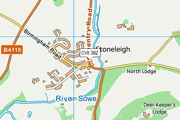 CV8 3BZ map - OS VectorMap District (Ordnance Survey)