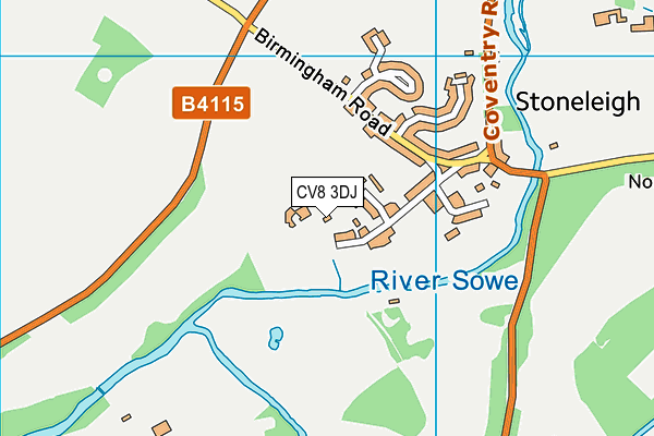 CV8 3DJ map - OS VectorMap District (Ordnance Survey)