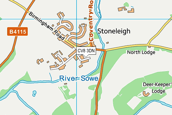 CV8 3DN map - OS VectorMap District (Ordnance Survey)