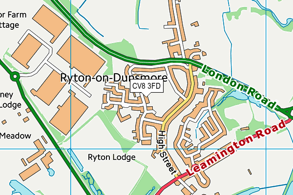 Fetherston Crescent Recreation Ground map (CV8 3FD) - OS VectorMap District (Ordnance Survey)
