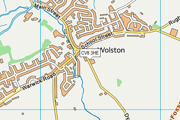Dyers Lane Playing Field map (CV8 3HE) - OS VectorMap District (Ordnance Survey)