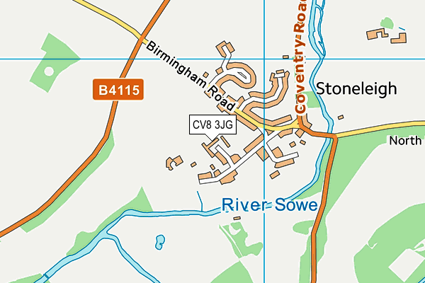 CV8 3JG map - OS VectorMap District (Ordnance Survey)