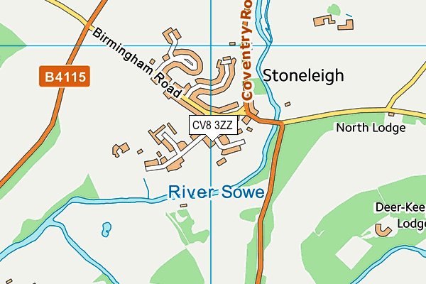 CV8 3ZZ map - OS VectorMap District (Ordnance Survey)