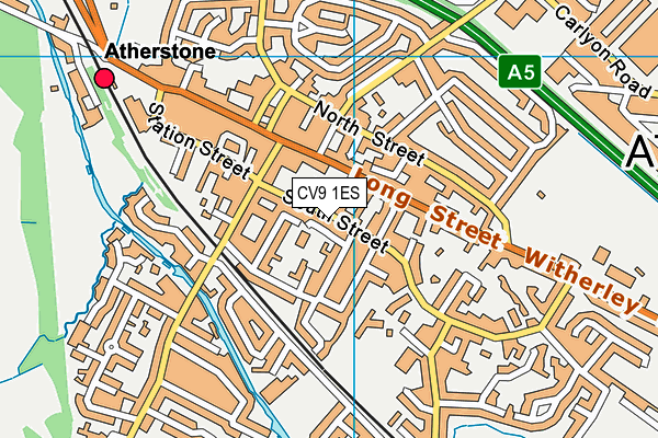 Atherstone Grove Tennis Club map (CV9 1ES) - OS VectorMap District (Ordnance Survey)