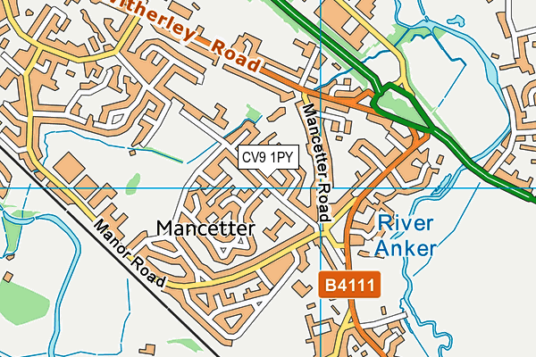 CV9 1PY map - OS VectorMap District (Ordnance Survey)