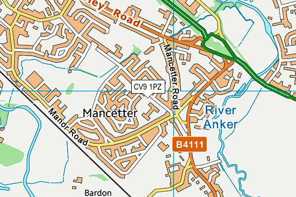 CV9 1PZ map - OS VectorMap District (Ordnance Survey)