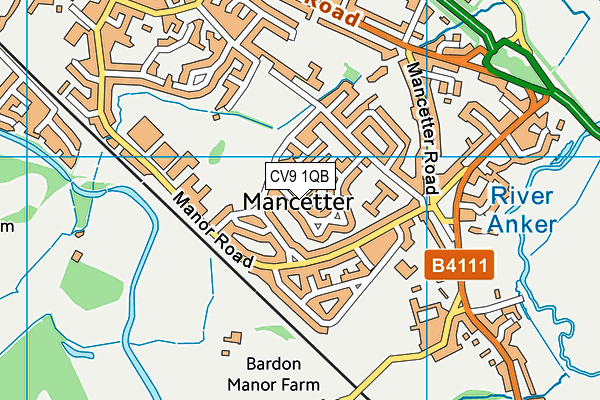 CV9 1QB map - OS VectorMap District (Ordnance Survey)