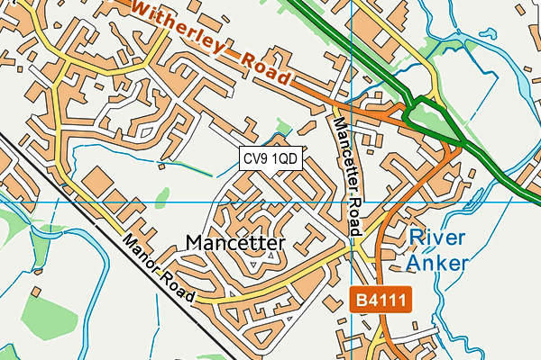 CV9 1QD map - OS VectorMap District (Ordnance Survey)