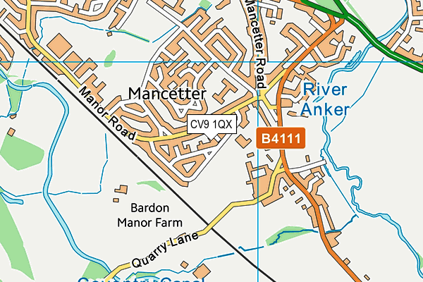 CV9 1QX map - OS VectorMap District (Ordnance Survey)