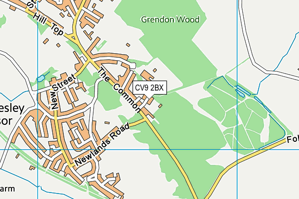 CV9 2BX map - OS VectorMap District (Ordnance Survey)