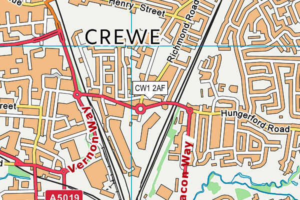 CW1 2AF map - OS VectorMap District (Ordnance Survey)