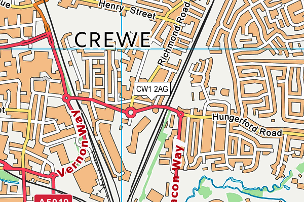 CW1 2AG map - OS VectorMap District (Ordnance Survey)