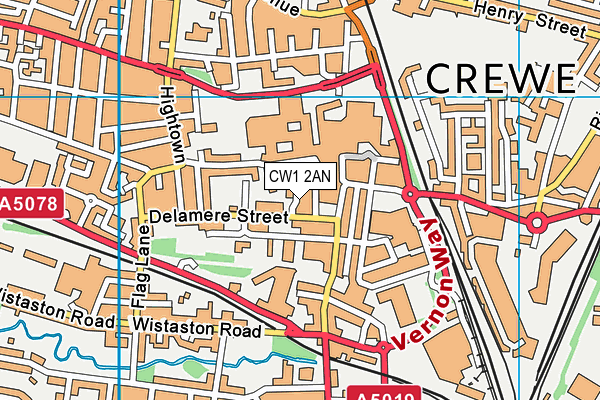 CW1 2AN map - OS VectorMap District (Ordnance Survey)