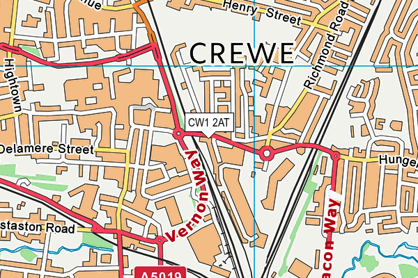 CW1 2AT map - OS VectorMap District (Ordnance Survey)