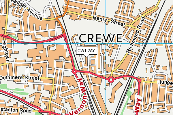 CW1 2AY map - OS VectorMap District (Ordnance Survey)