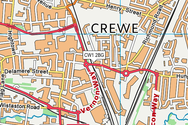 CW1 2BG map - OS VectorMap District (Ordnance Survey)