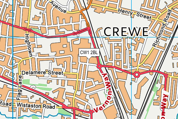 CW1 2BL map - OS VectorMap District (Ordnance Survey)