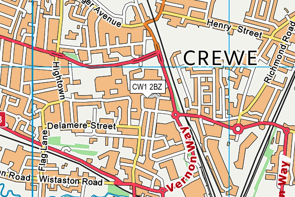 CW1 2BZ map - OS VectorMap District (Ordnance Survey)