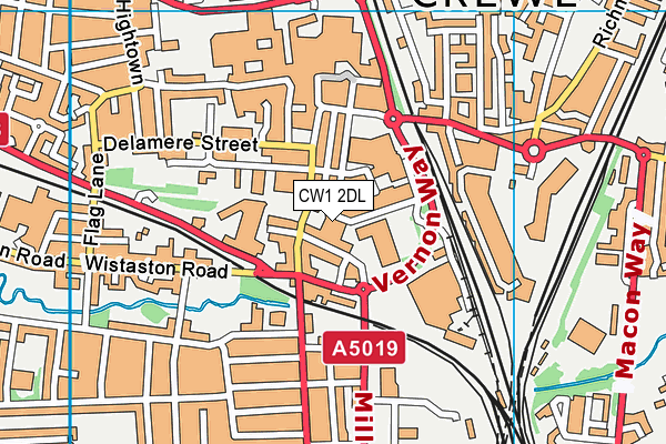 CW1 2DL map - OS VectorMap District (Ordnance Survey)