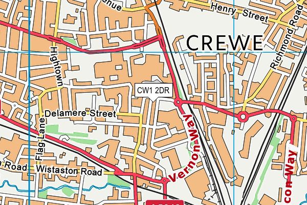 CW1 2DR map - OS VectorMap District (Ordnance Survey)