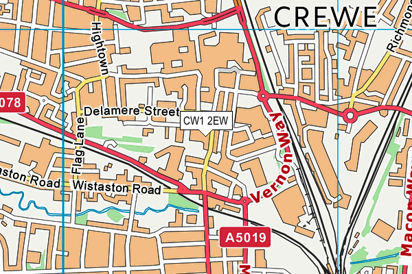 CW1 2EW map - OS VectorMap District (Ordnance Survey)