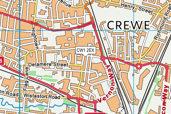 CW1 2EX map - OS VectorMap District (Ordnance Survey)