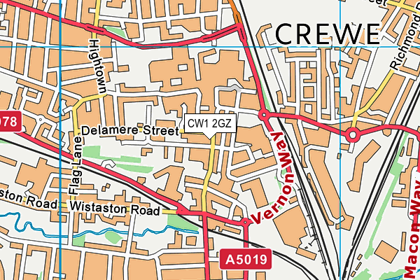 CW1 2GZ map - OS VectorMap District (Ordnance Survey)