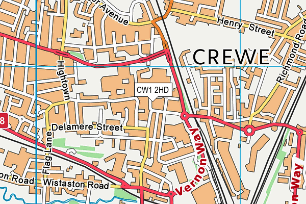 CW1 2HD map - OS VectorMap District (Ordnance Survey)