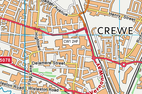 CW1 2HF map - OS VectorMap District (Ordnance Survey)