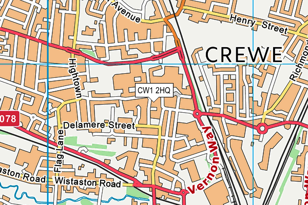 CW1 2HQ map - OS VectorMap District (Ordnance Survey)