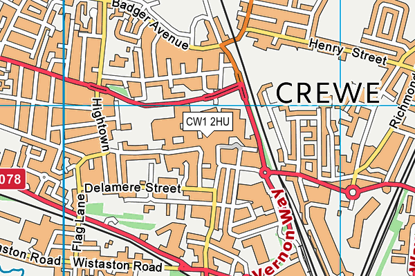 CW1 2HU map - OS VectorMap District (Ordnance Survey)