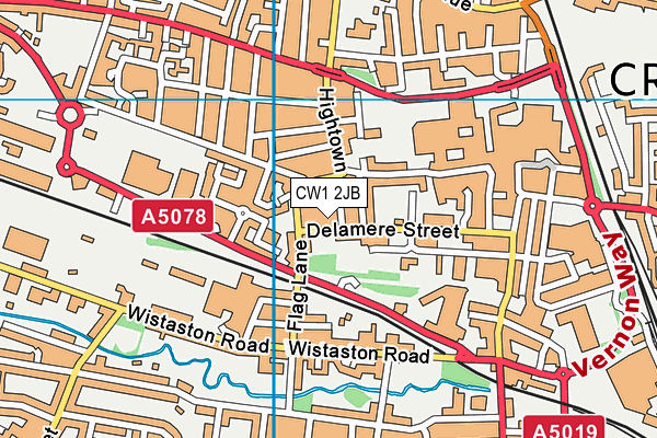CW1 2JB map - OS VectorMap District (Ordnance Survey)