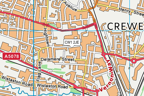 CW1 2JE map - OS VectorMap District (Ordnance Survey)