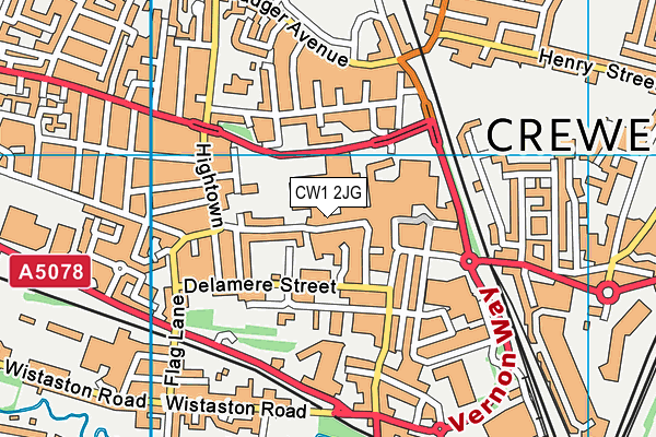 CW1 2JG map - OS VectorMap District (Ordnance Survey)