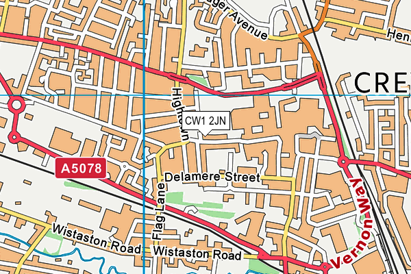 CW1 2JN map - OS VectorMap District (Ordnance Survey)
