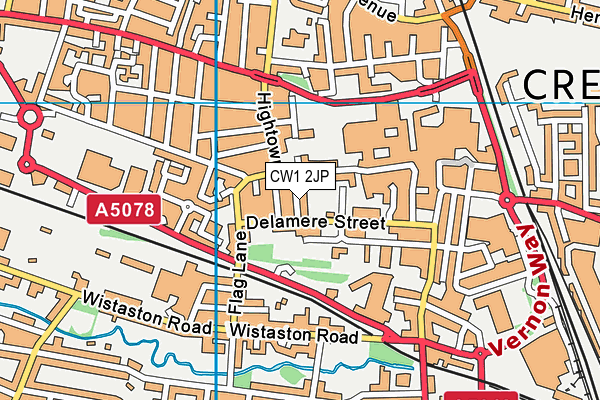 CW1 2JP map - OS VectorMap District (Ordnance Survey)