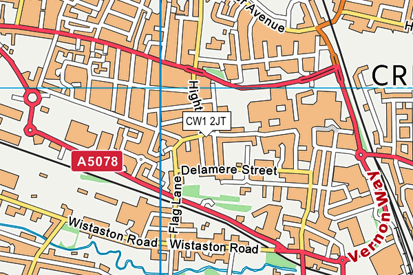 CW1 2JT map - OS VectorMap District (Ordnance Survey)