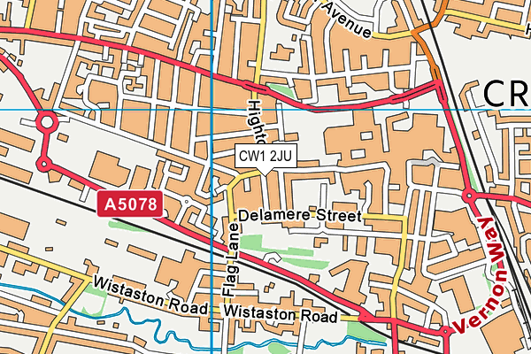 CW1 2JU map - OS VectorMap District (Ordnance Survey)