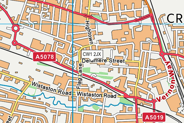 CW1 2JX map - OS VectorMap District (Ordnance Survey)