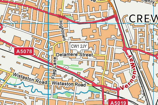 CW1 2JY map - OS VectorMap District (Ordnance Survey)