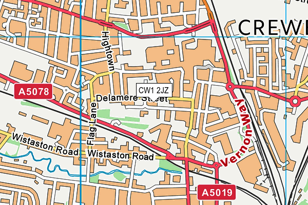 CW1 2JZ map - OS VectorMap District (Ordnance Survey)
