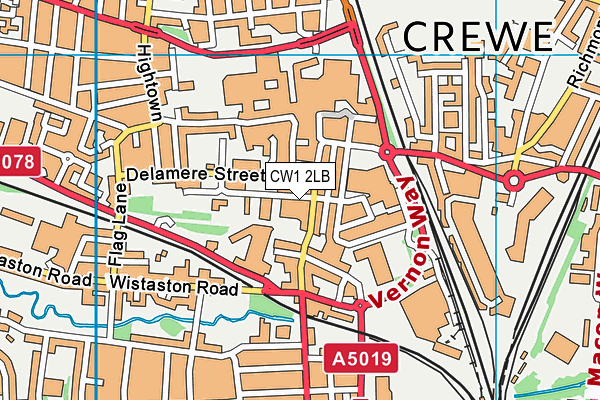 CW1 2LB map - OS VectorMap District (Ordnance Survey)