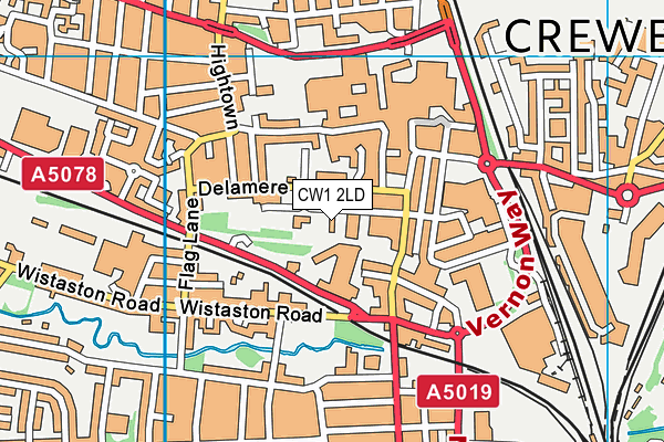 CW1 2LD map - OS VectorMap District (Ordnance Survey)