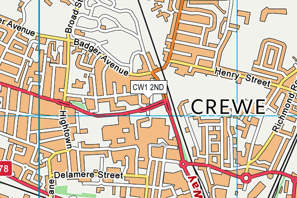 CW1 2ND map - OS VectorMap District (Ordnance Survey)