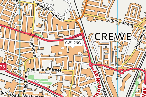 CW1 2NG map - OS VectorMap District (Ordnance Survey)