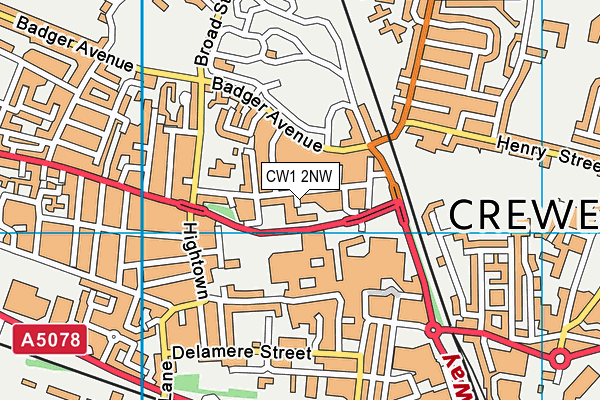 CW1 2NW map - OS VectorMap District (Ordnance Survey)