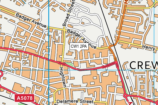 CW1 2PA map - OS VectorMap District (Ordnance Survey)