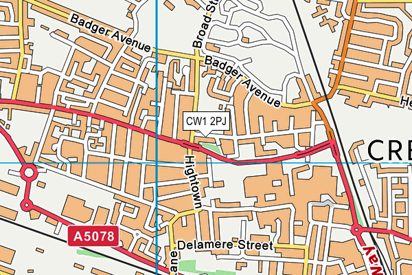 CW1 2PJ map - OS VectorMap District (Ordnance Survey)